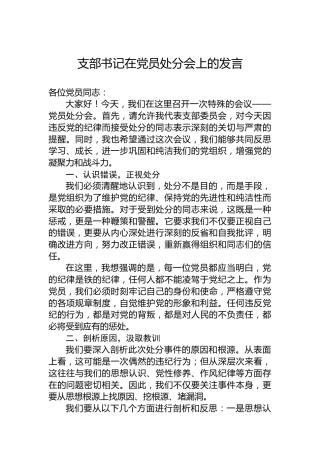 支部书记在党员处分会上的发言