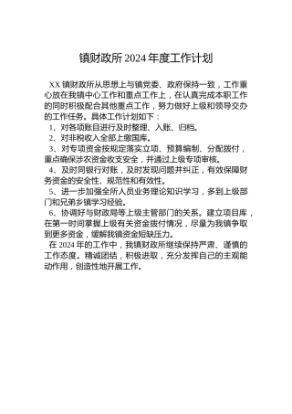 镇财政所2024年度工作计划