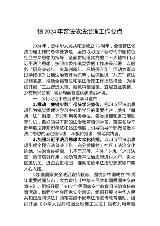 镇2024年普法依法治理工作要点