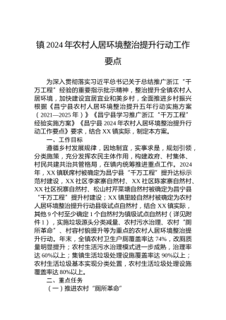镇2024年农村人居环境整治提升行动工作要点