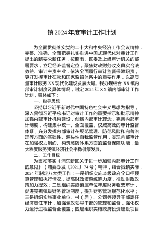 镇2024年度审计工作计划
