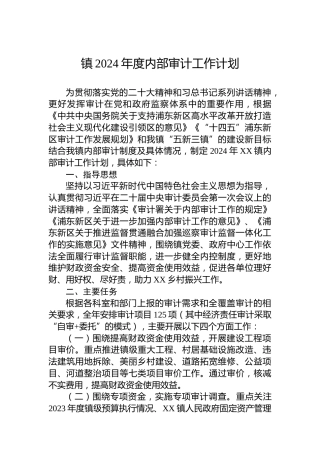镇2024年度内部审计工作计划