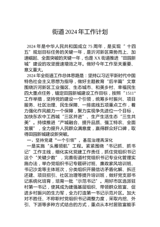 街道2024年工作计划