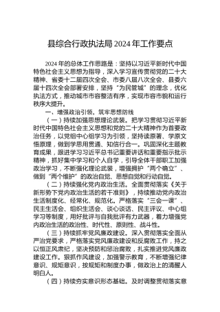 县综合行政执法局2024年工作要点