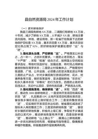 县自然资源局2024年工作计划