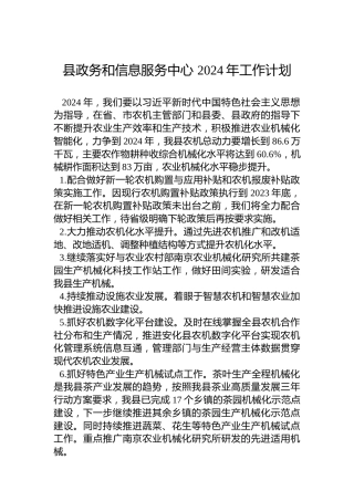 县政务和信息服务中心 2024年工作计划