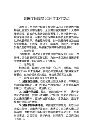 县医疗保障局2024年工作要点 (2)