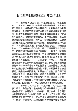 县行政审批服务局2024年工作计划