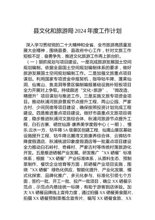 县文化和旅游局2024年度工作计划