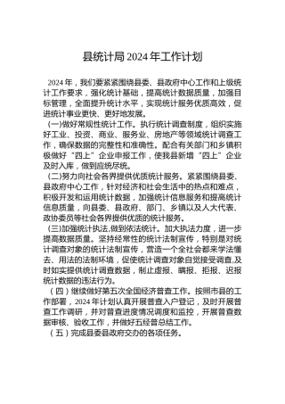 县统计局2024年工作计划