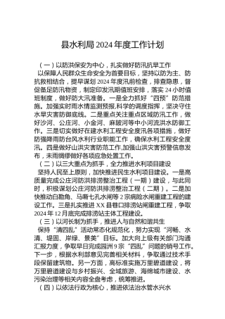 县水利局2024年度工作计划