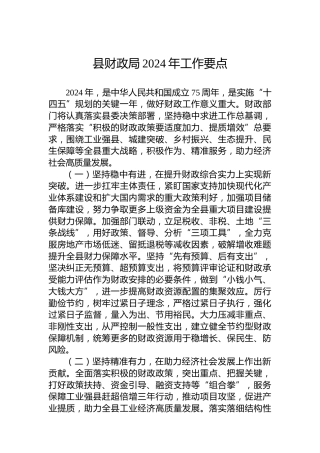 县财政局2024年工作要点