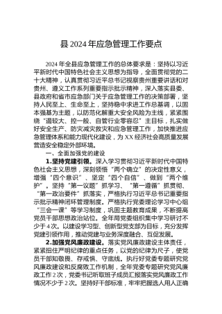 县2024年应急管理工作要点