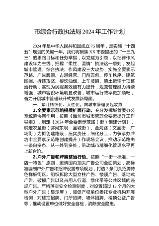 市综合行政执法局2024年工作计划 (2)