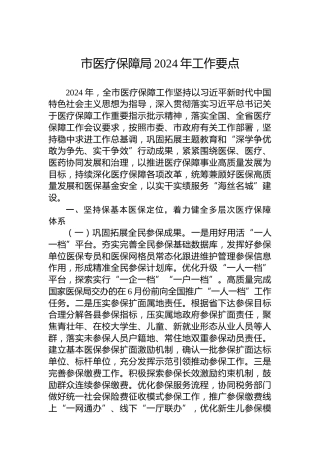 市医疗保障局2024年工作要点 (2)