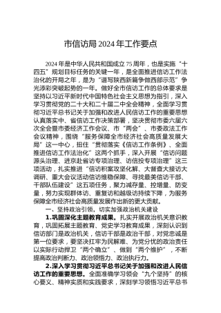 市信访局2024年工作要点