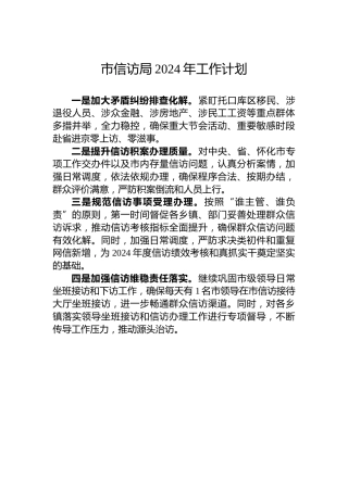 市信访局2024年工作计划