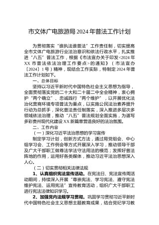 市文体广电旅游局2024年普法工作计划