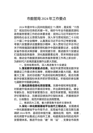 市数管局2024年工作要点