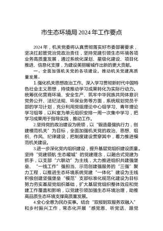 市生态环境局2024年工作要点(1)