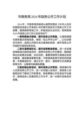 市商务局2024年政务公开工作计划
