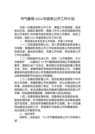 市气象局2024年政务公开工作计划
