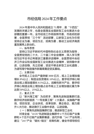 市经信局2024年工作要点