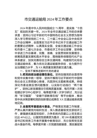 市交通运输局2024年工作要点