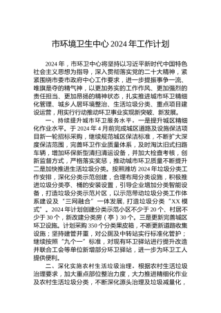 市环境卫生中心2024年工作计划