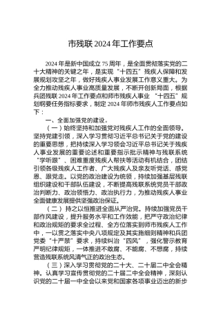 市残联2024年工作要点