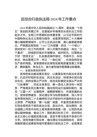 区综合行政执法局2024年工作要点