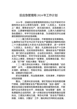 区应急管理局2024年工作计划