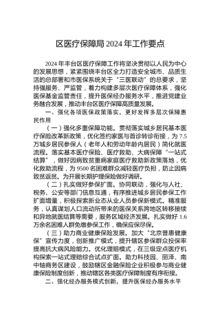 区医疗保障局2024年工作要点(1)
