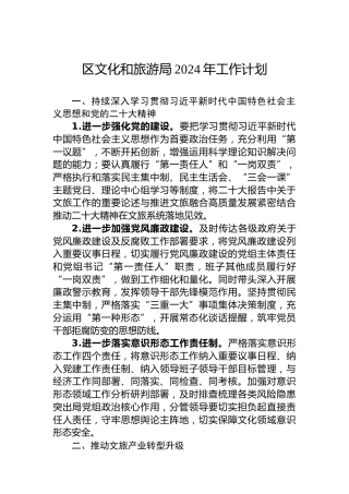 区文化和旅游局2024年工作计划