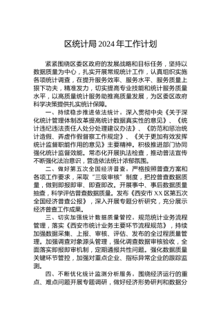 区统计局2024年工作计划