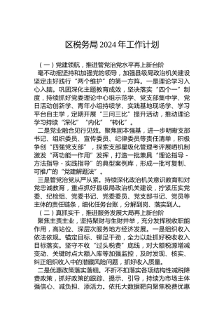 区税务局2024年工作计划