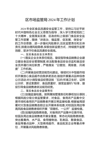 区市场监管局2024年工作计划(1)