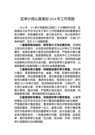 区审计局认真谋划2024年工作思路