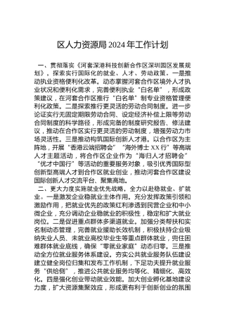 区人力资源局2024年工作计划