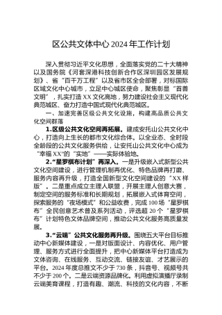 区公共文体中心2024年工作计划