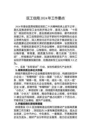 区工信局2024年工作要点