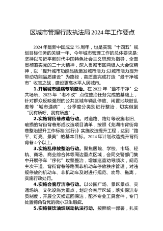 区城市管理行政执法局2024年工作要点
