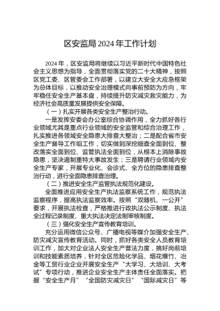 区安监局2024年工作计划