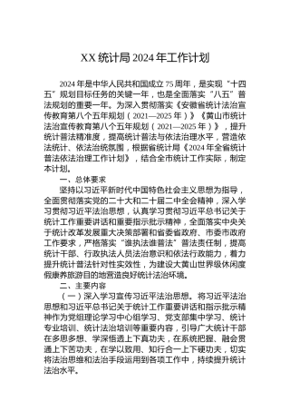XX统计局2024年工作计划