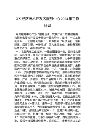 XX经济技术开发区服务中心2024年工作计划