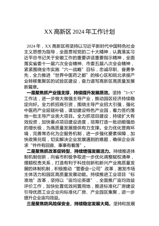 XX高新区2024年工作计划（20240221）