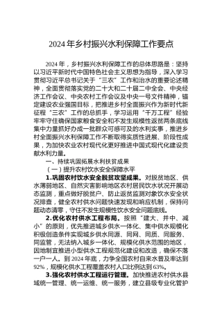 2024年乡村振兴水利保障工作要点