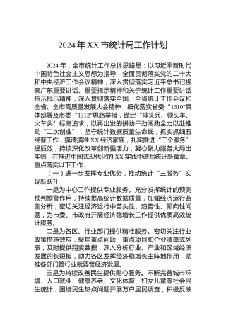 2024年XX市统计局工作计划