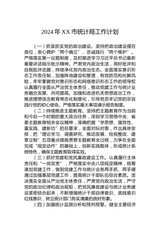 2024年XX市统计局工作计划 (2)