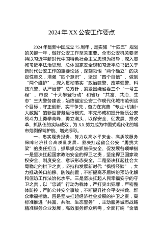 2024年XX公安工作要点